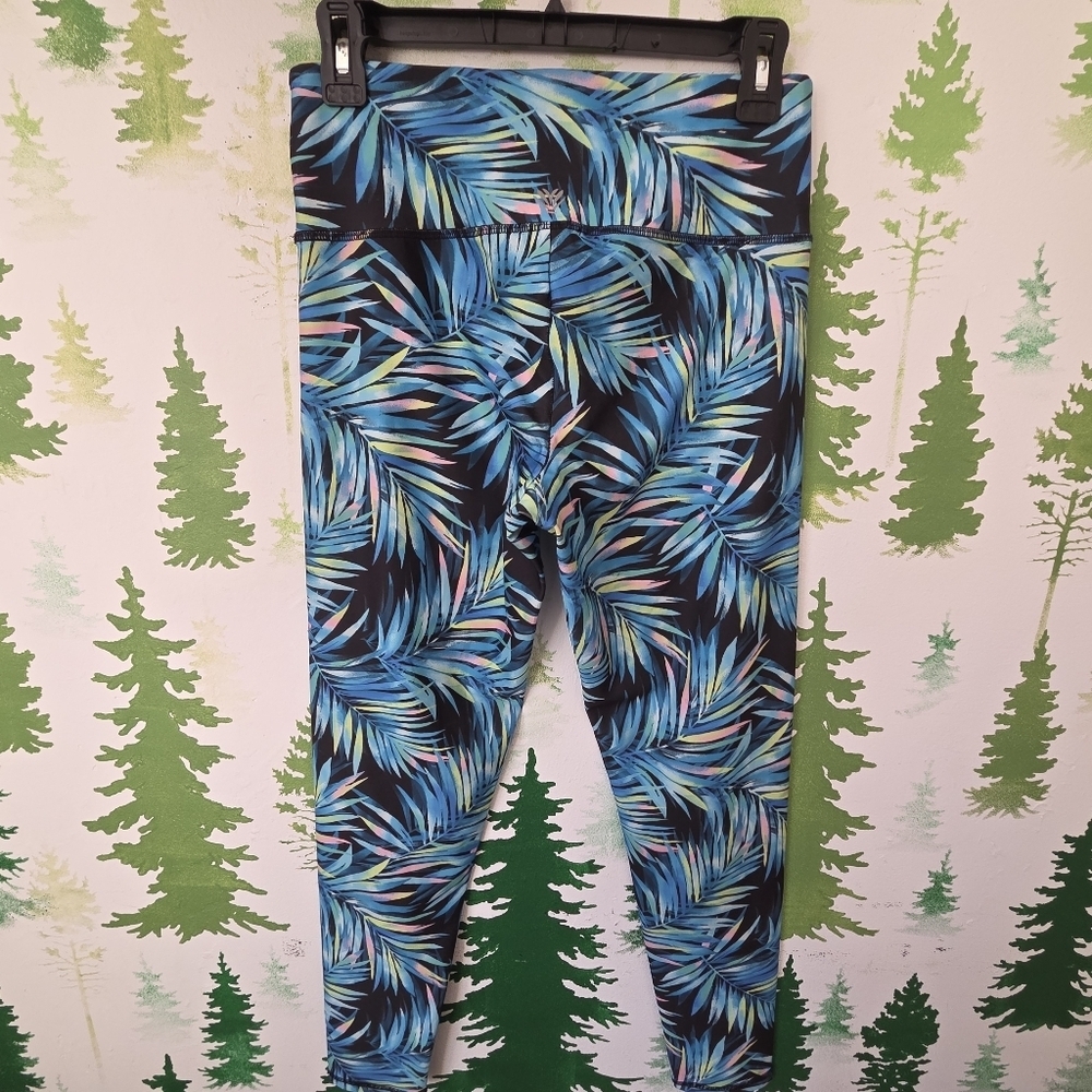 Forever 21 Blue Palm Pattern Leggings - Picture 2 of 6